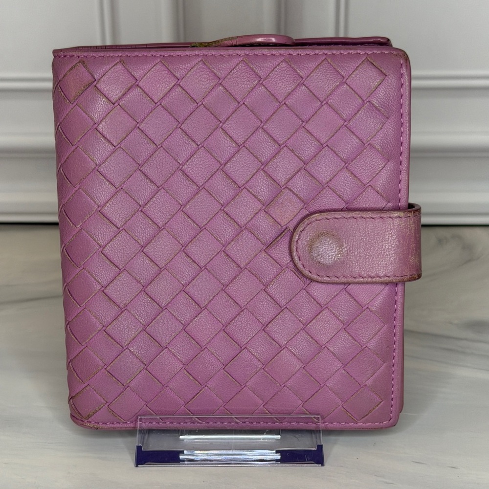 Bottega Veneta Lilac Purple Intrecciato Leather Compact Wallet Full Inclusion - Picture 4 of 14